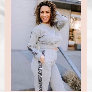 Kittenish Paige Gray Leopard Jogger Sweatpants